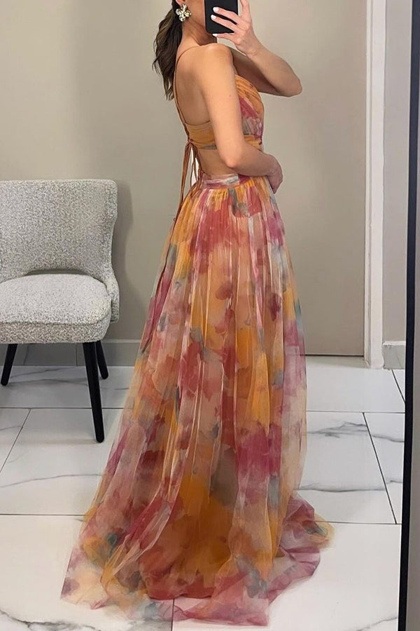 Clara| Flatterende Floral Maxi Kjole