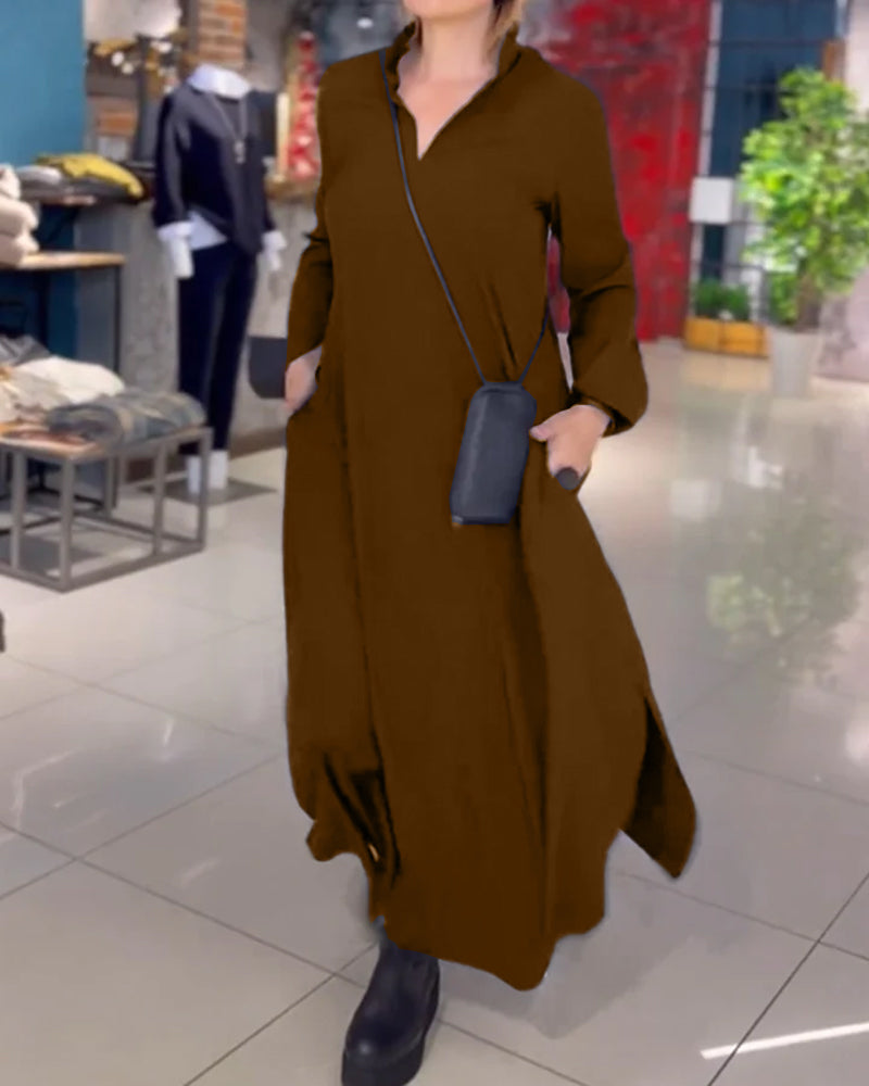 Evia™ | Bred Maxi Kjole med Slids