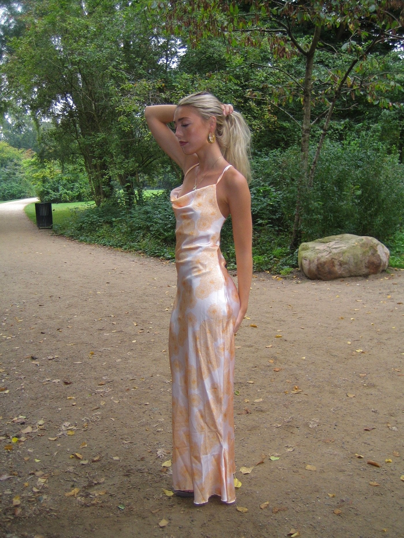 Charline satin dress - White/orange