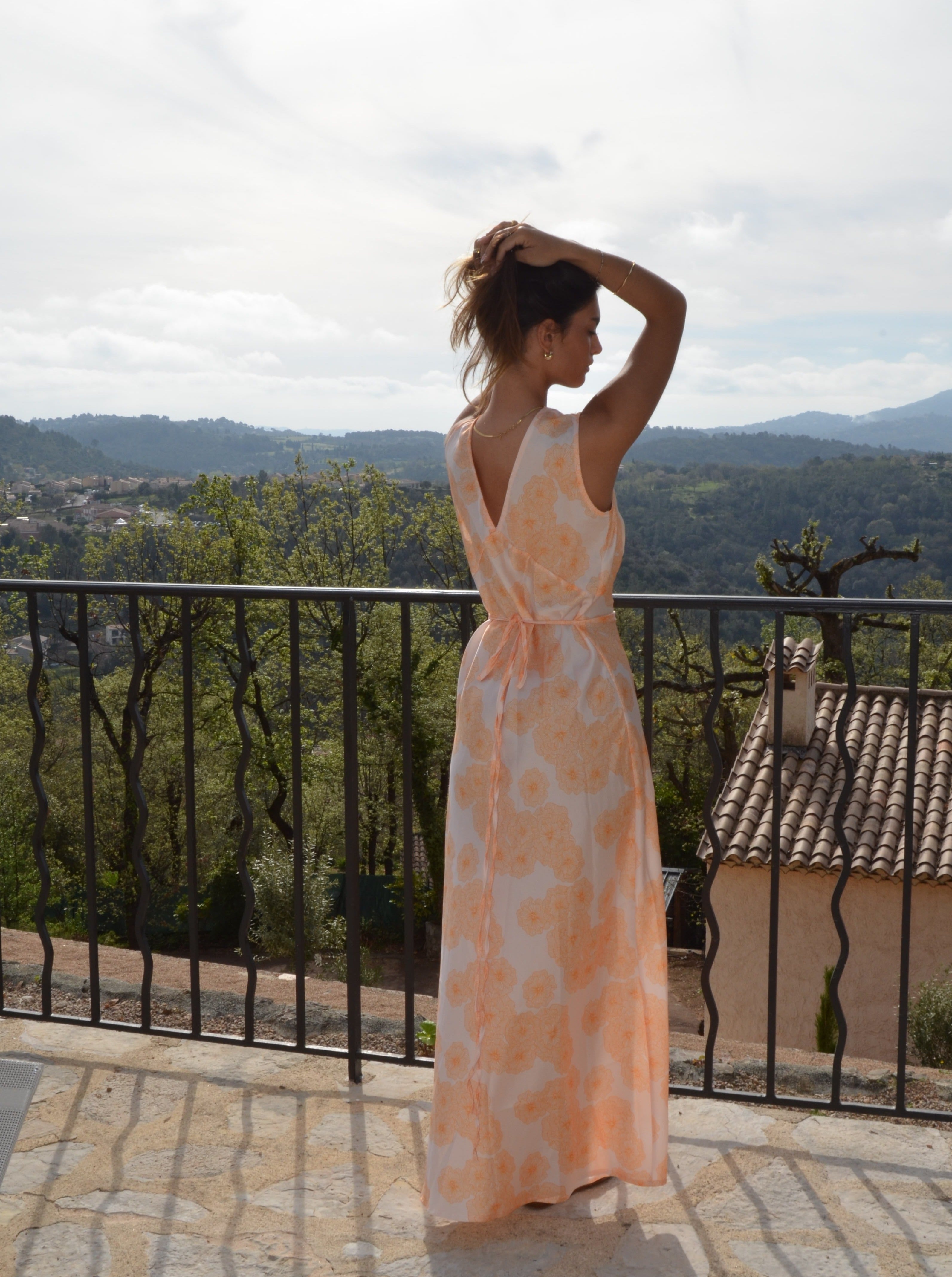 Marielle dress with flowers - Yellow/orange