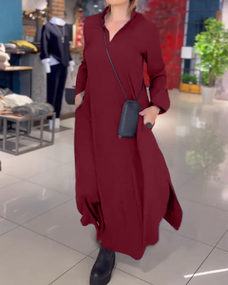 Evia™ | Bred Maxi Kjole med Slids