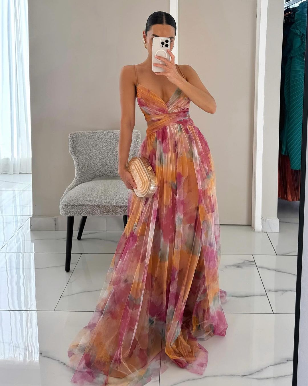 Clara| Flatterende Floral Maxi Kjole