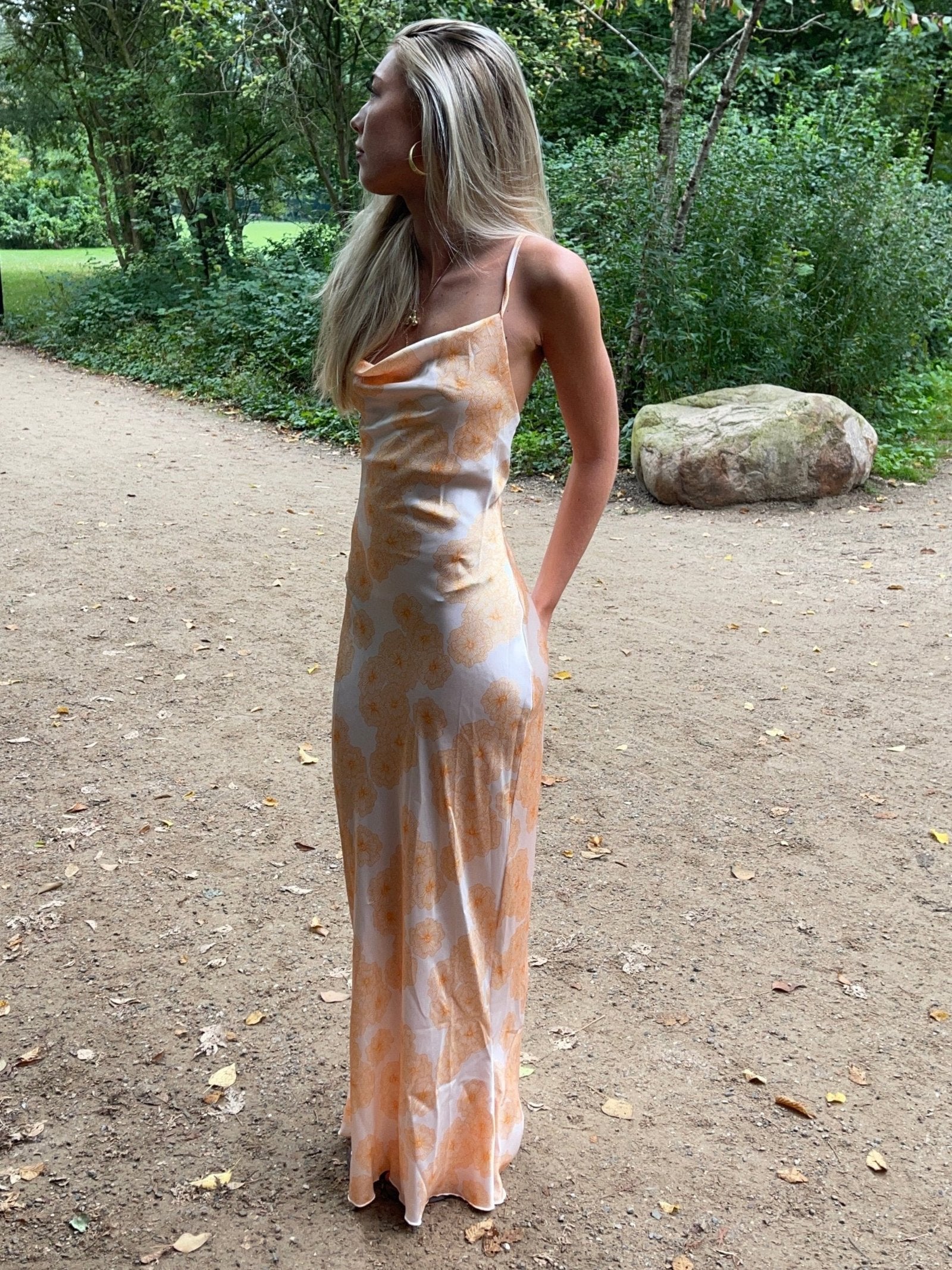 Charline satin dress - White/orange