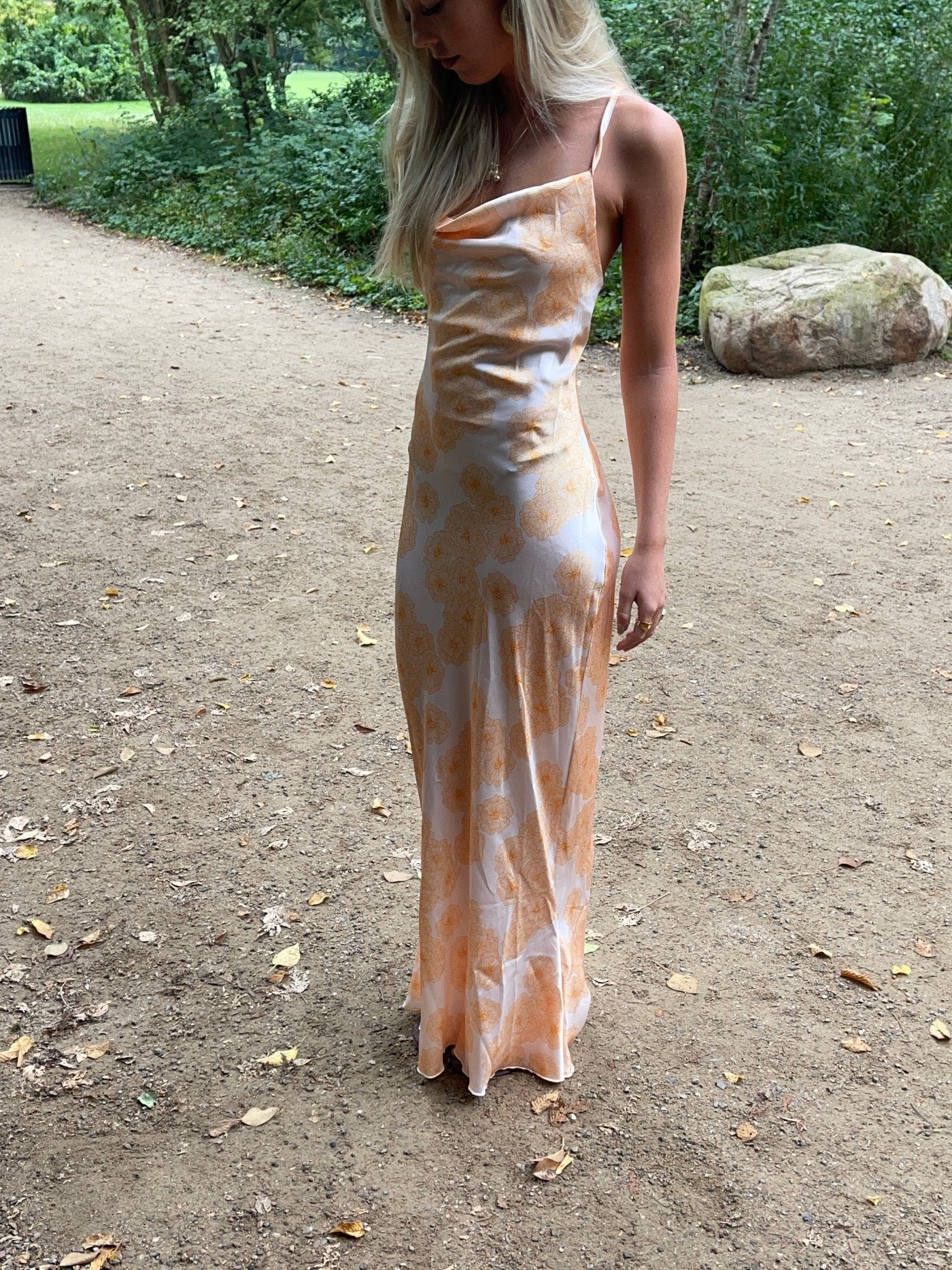 Charline satin dress - White/orange