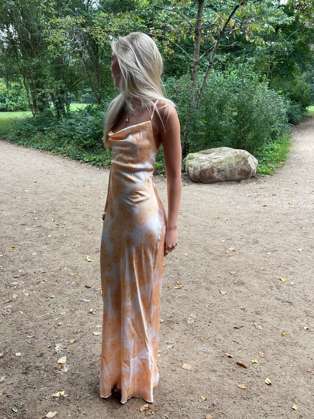 Charline satin dress - White/orange