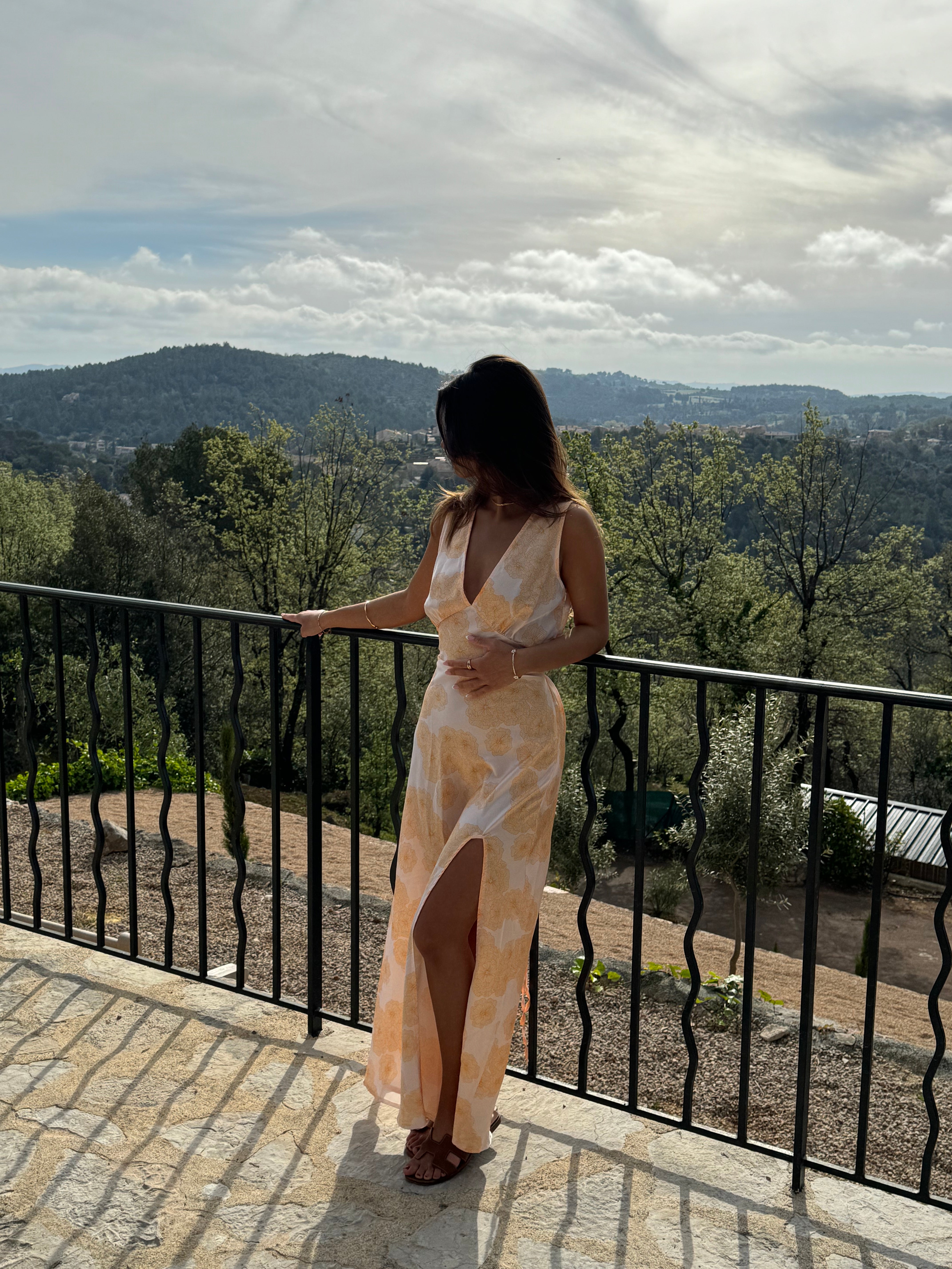 Marielle dress with flowers -  Yellow/orange