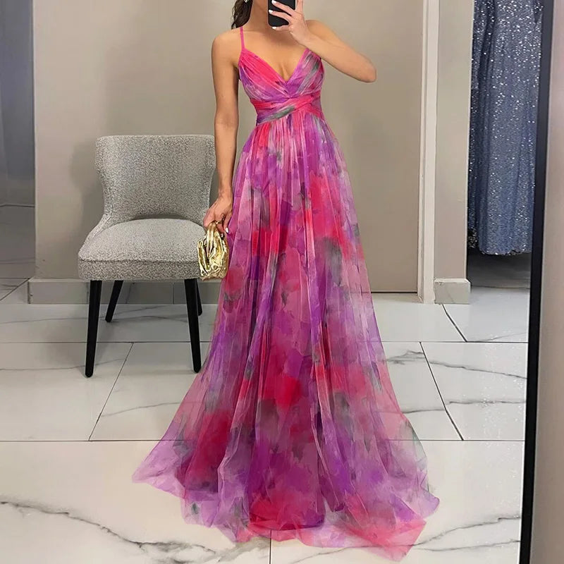 Clara| Flatterende Floral Maxi Kjole