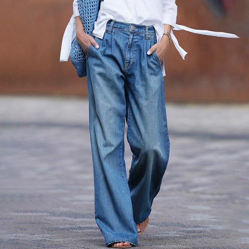 Dagmar | Stilfulde Bukser med Bred Ben i Denim
