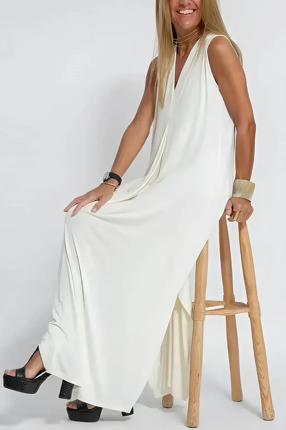 Ava™ | Elegant Lang Kjole + Matchende Cardigan som Gave