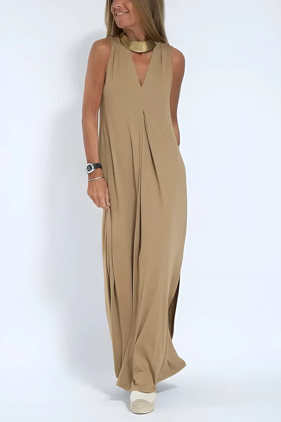 Ava™ | Elegant Lang Kjole + Matchende Cardigan som Gave