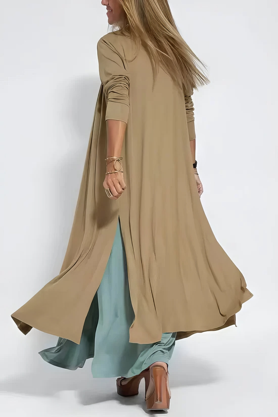 Ava™ | Elegant Lang Kjole + Matchende Cardigan som Gave